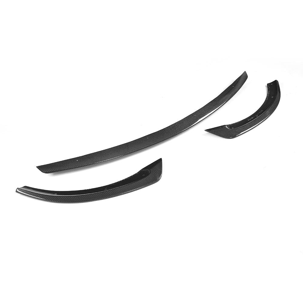 Top view of the full 3-Piece ML Style Carbon Fiber Front Lip for Mercedes-Benz W213 (2017-2020)