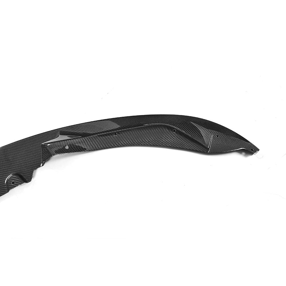 Corner closeup of the 3D Style Carbon Fiber Front Lip BMW F82