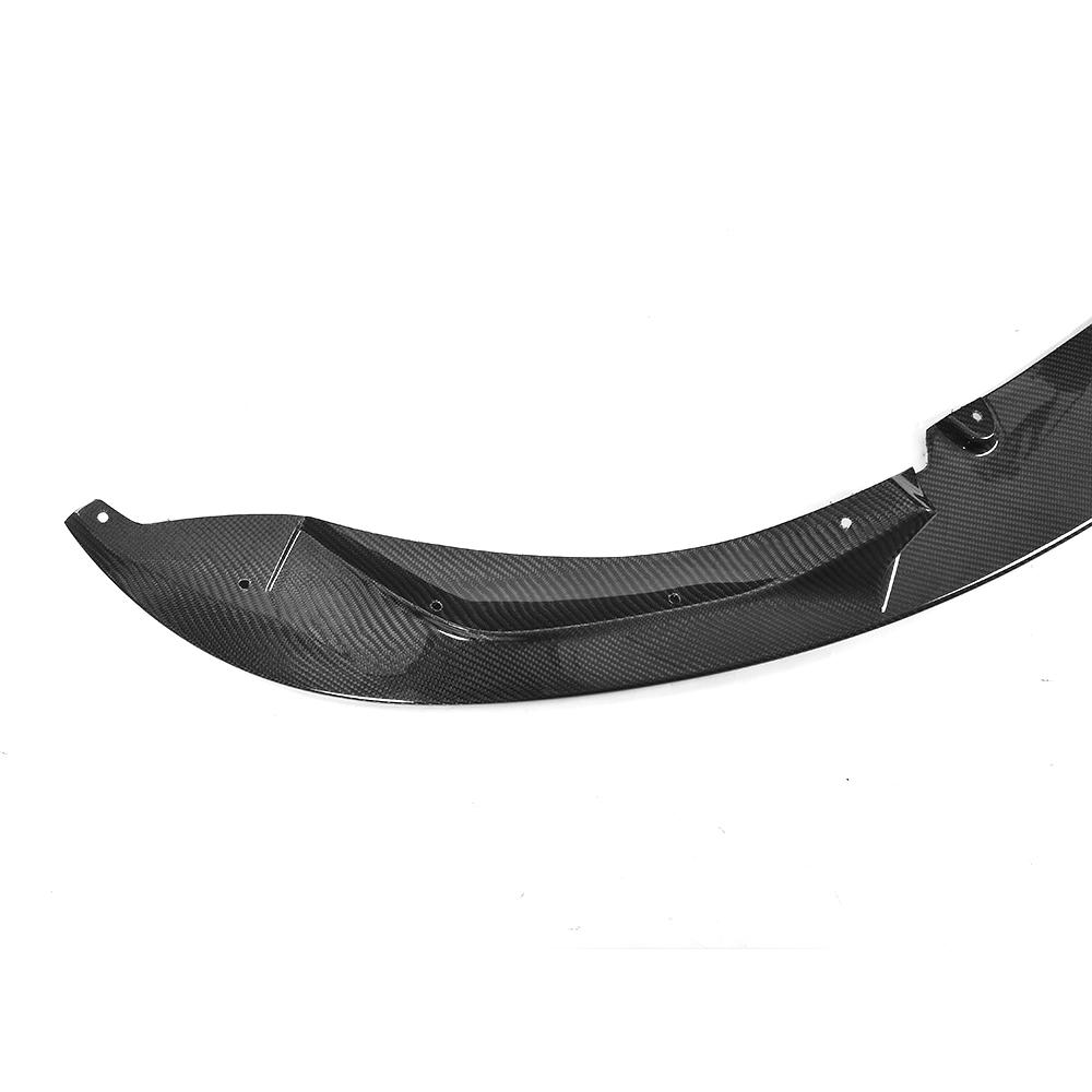 Closeup of the 3D Style Carbon Fiber Front Lip BMW F82 to show the hardware holes.
