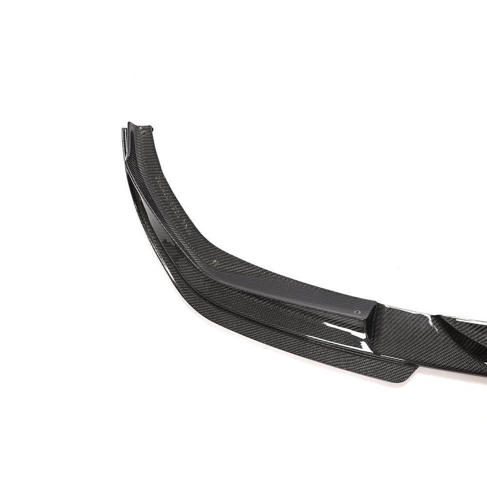 Closeup of the Corner of the 3D Style Carbon Fiber Front Lip for BMW G20
