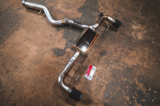 Angled View of the BMW G20/G22 330i/430i Valved Axleback Exhaust System