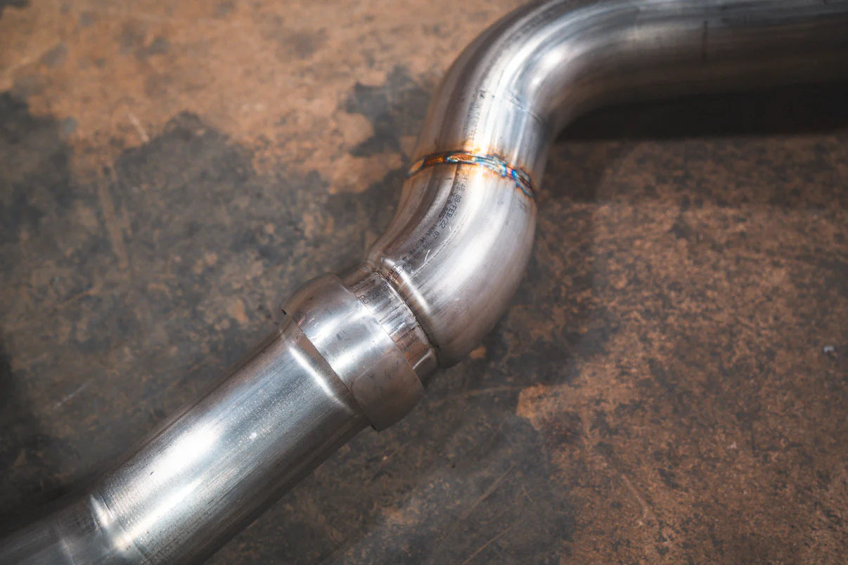 Welding Closeup of the BMW G20/G22 330i/430i Valved Axleback Exhaust System
