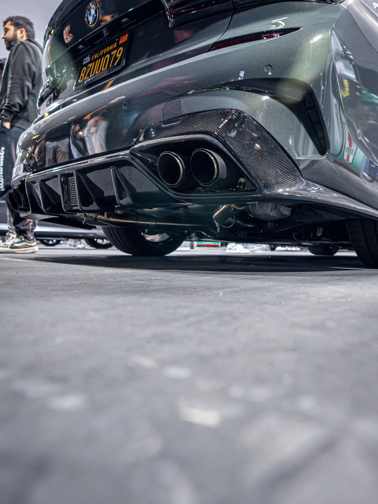 A view of the BMW G20/G22 M340i/M440i Valved Sport Exhaust System Installed