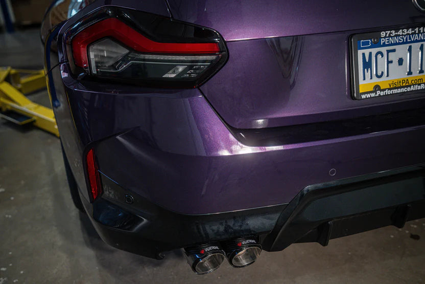 BMW M240i G42 Valved Sport Exhaust System Carbon Tips Back View