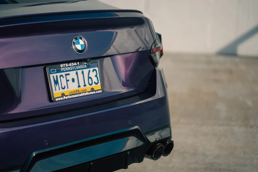BMW M240i G42 Valved Sport Exhaust System Carbon Tips Outside Side View of Tips