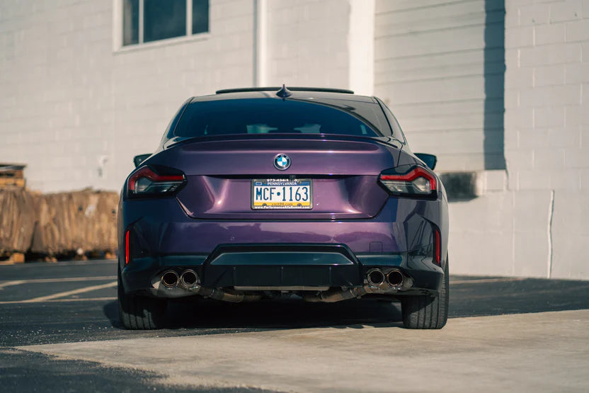 BMW M240i G42 Valved Sport Exhaust System Carbon Tips Outside View