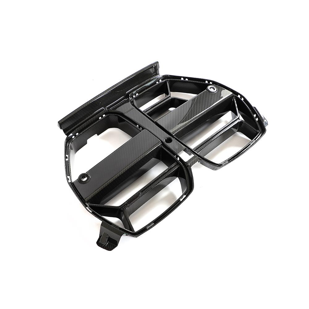 Top View of the CSL Style Dry Carbon Fiber Front Kidney Grille for BMW G80/G82