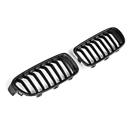 Side View of the Carbon Fiber + ABS Front Grill for BMW F30