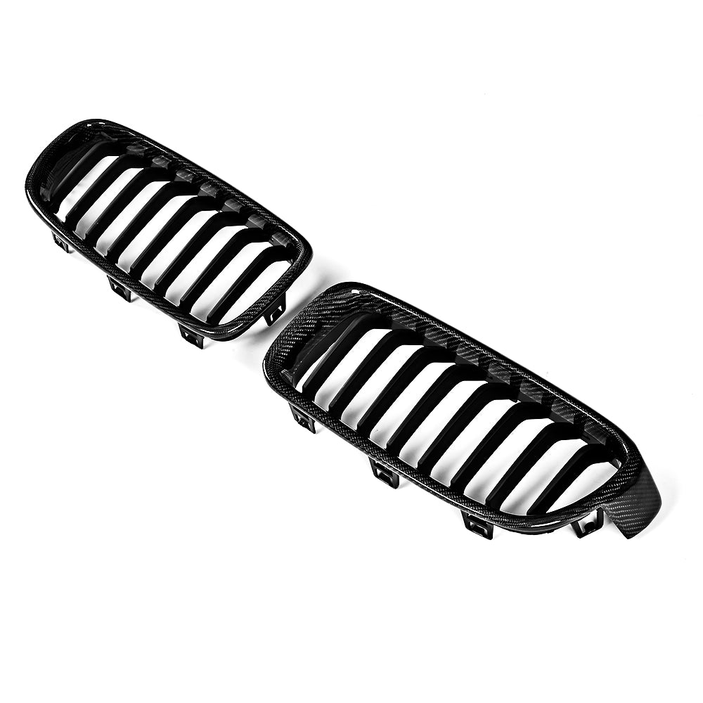Side View of the Carbon Fiber + ABS Front Grill for BMW F30 2