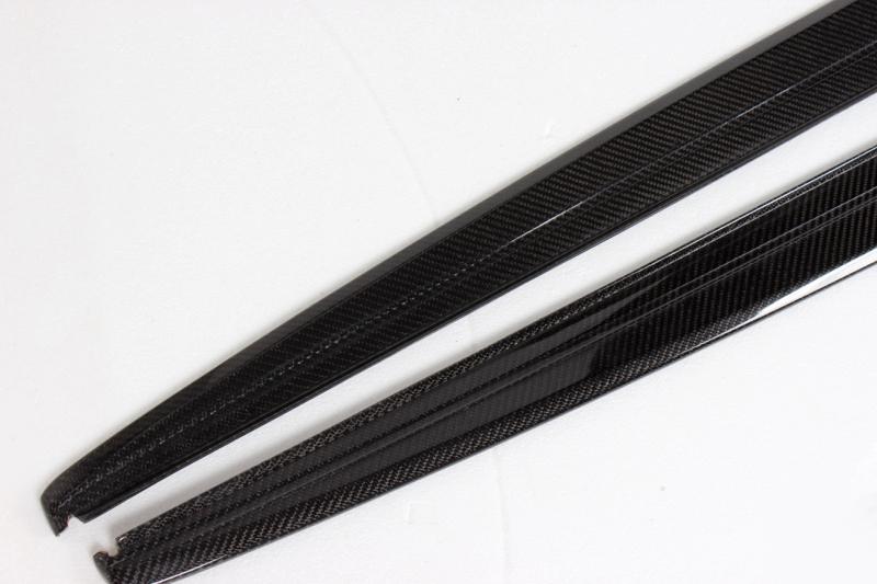 Closeup of One Side of the Carbon Fiber Side Skirts for BMW F30