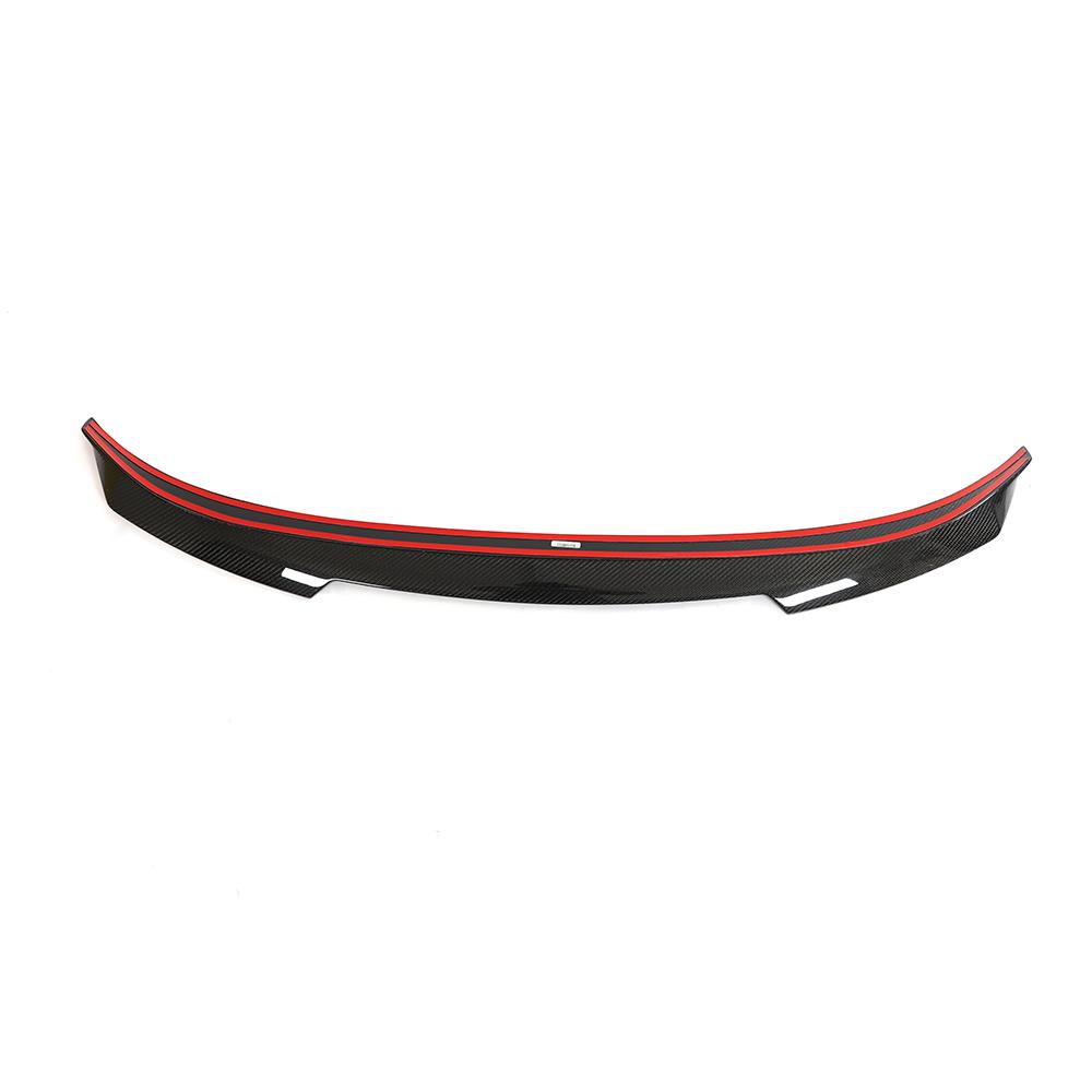 Bottom view of carbon fiber trunk spoiler installed on BMW G87 and G42 models