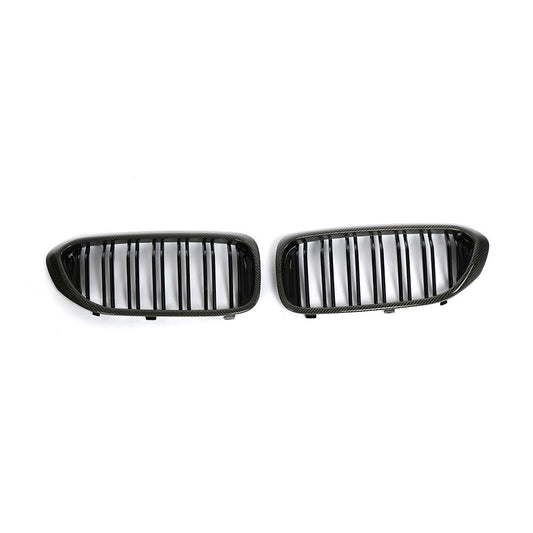 Front View of the Carbon Fiber/ABS Grille for BMW 5 Series G30 (2017-2020) & M5 F90 (2018-2019)