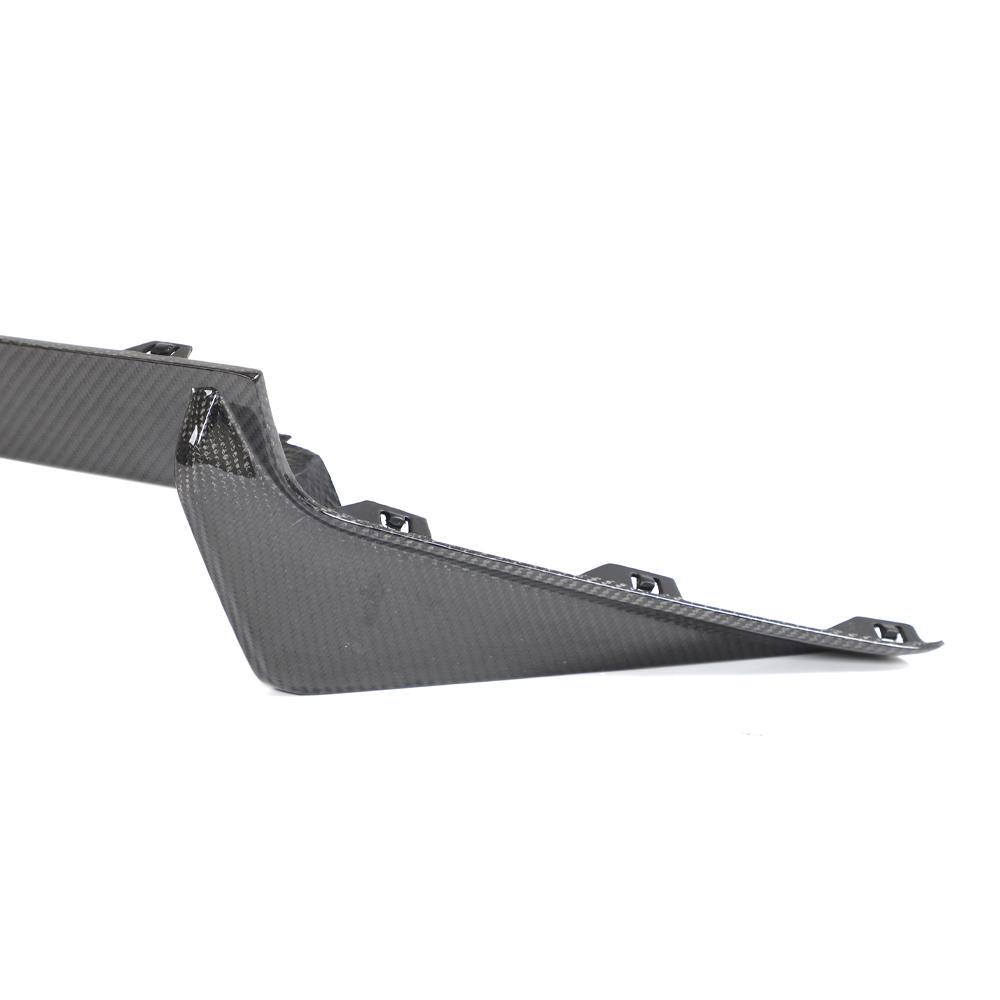 Closeup of the corner of the IMS Carbon Fiber Rear Diffuser for BMW M2 G87 (2023+)