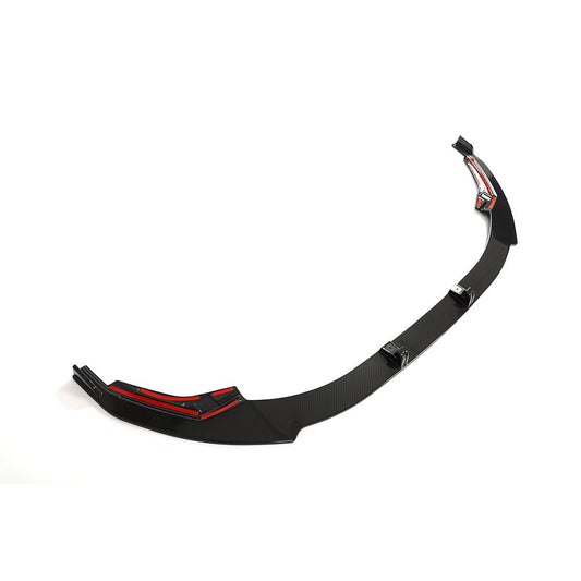Angled view of the IMS Dry Carbon Fiber Front Lip for Audi A3/S3 8Y (2022+)