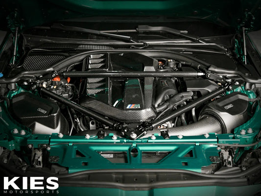 Installed KIES Executive Line G8x S58 Carbon Fiber Strut Brace | G80, G81 M3, G82, G83 M4, G87 M2