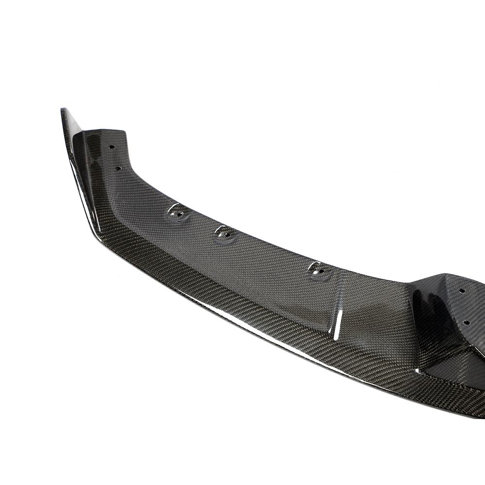 Closeup of the side part of the MAD Style Carbon Fiber Front Lip for BMW F30