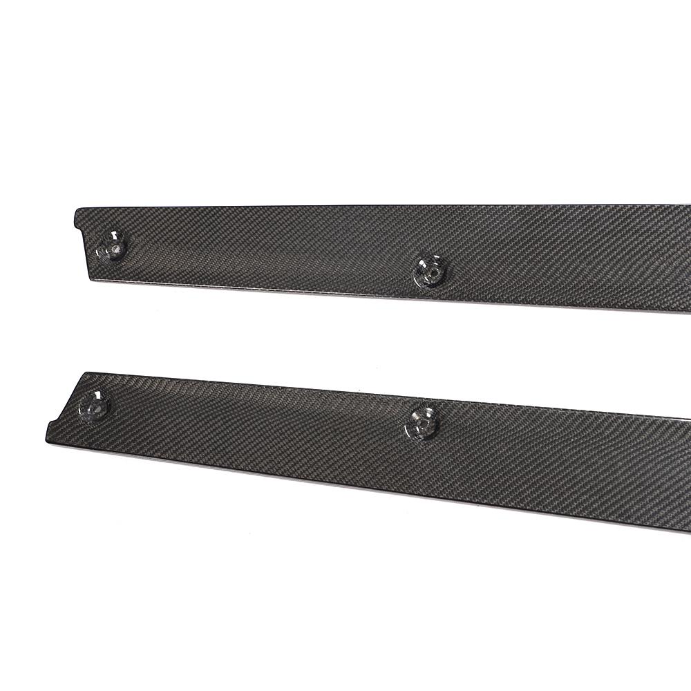 Closeup on the premade holes for the MP Style Carbon Fiber Side Skirts for BMW M3 F80 (2015–2018)