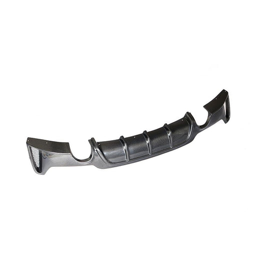 Side View of the MP Style Single Outlet Single Pipe Carbon Fiber Rear Diffuser for BMW F32