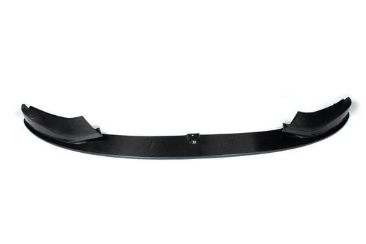 A premium carbon fiber front lip for BMW F32 model years 2014-2020, with an aggressive black design.