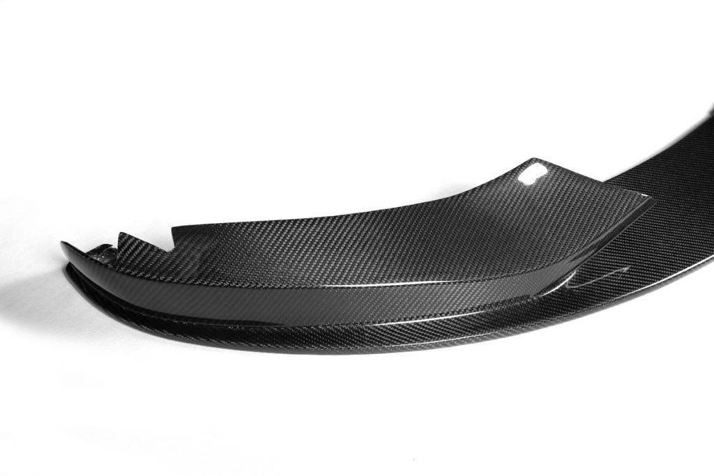 Corner Closeup of the M Performance Style Carbon Fiber Front Lip for BMW F32 (2014-2020)