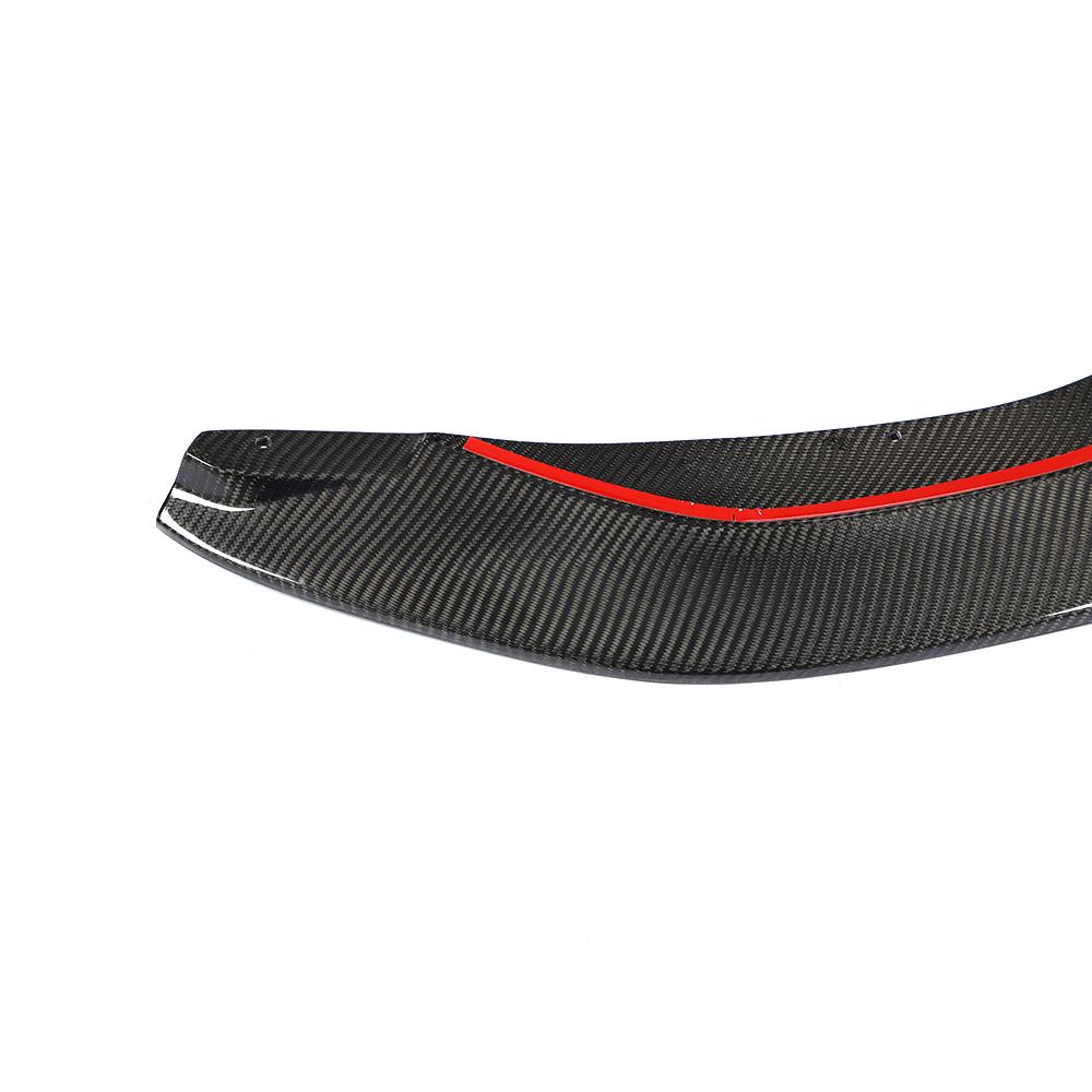 Closeup of the corner of the PSM Style Carbon Fiber Front Lip for BMW F82