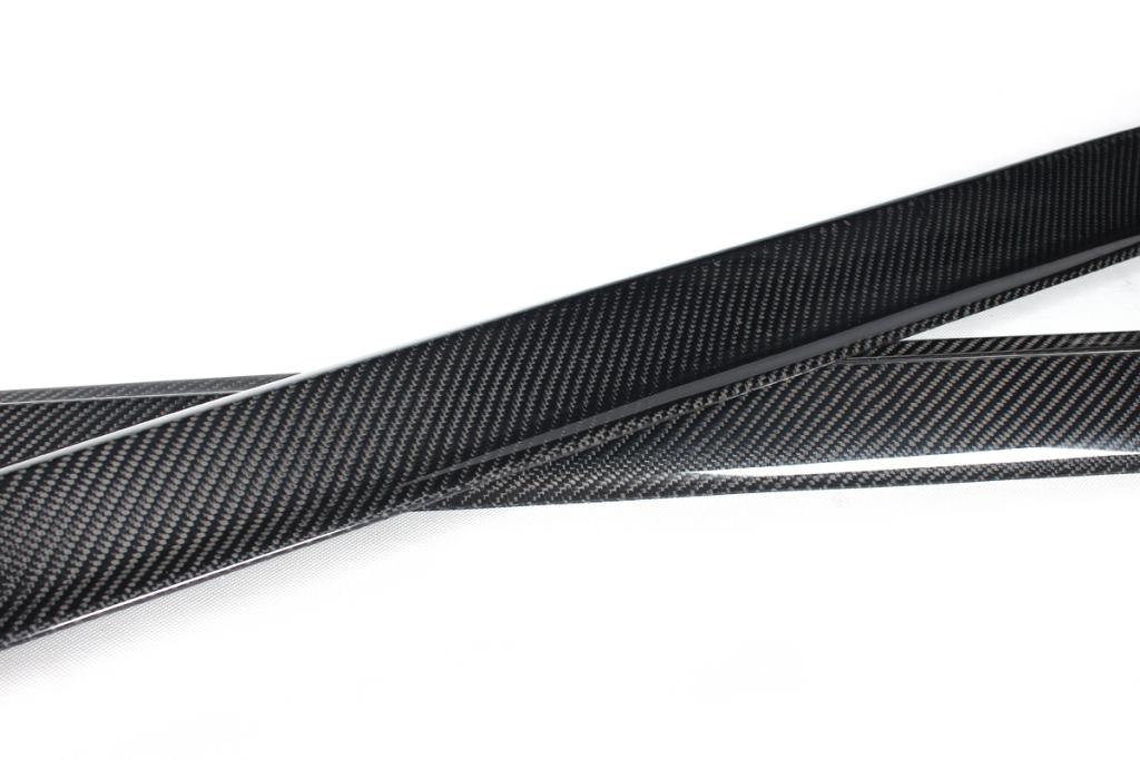 Closeup of the weave pattern on the Performance Style Carbon Fiber Side Skirts for BMW F32