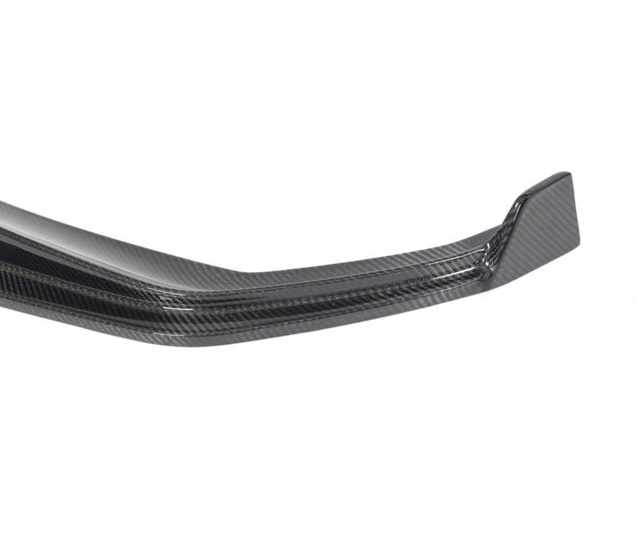 Closeup of the Corner of the V Style Carbon Fiber Front Lip for BMW G20 M340i & 330i
