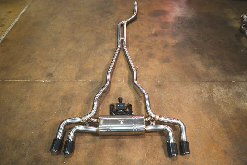 Full overview of chrome Valvetronic BMW G30 530i / 540i Valved Sport Exhaust System