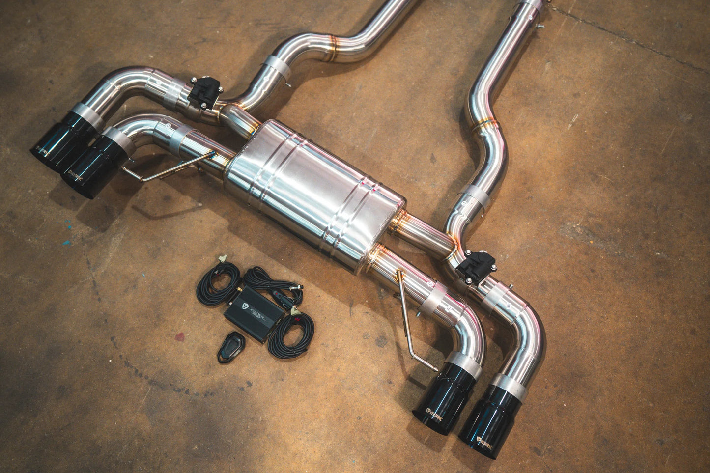 Black Tips for the Chrome Valvetronic BMW G30 M550I Valved Sport Exhaust System