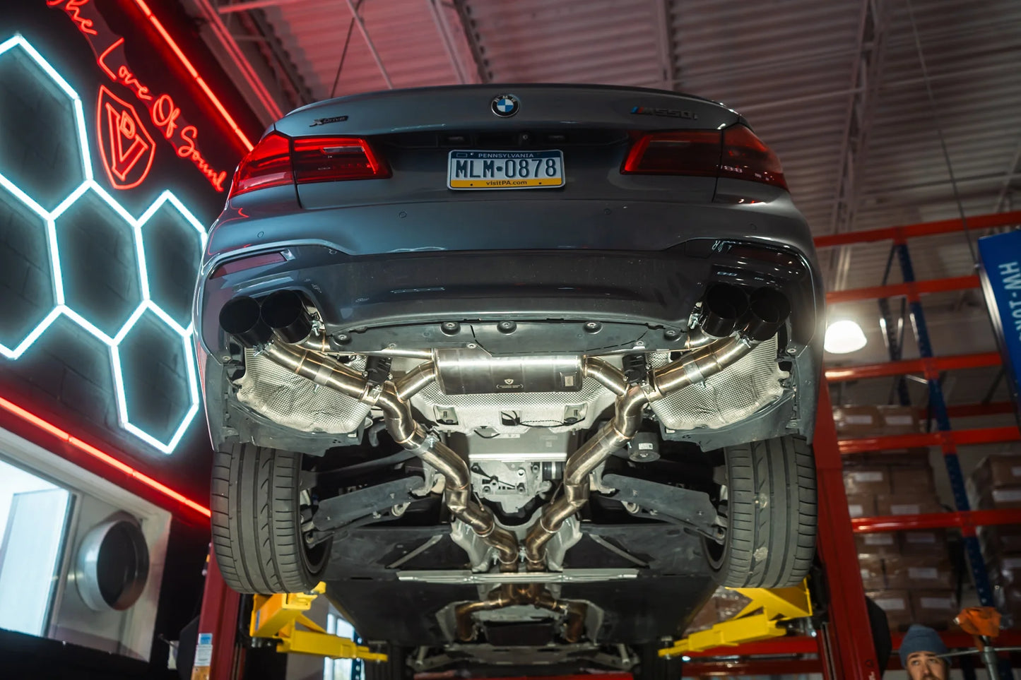 Installed Valvetronic BMW G30 M550I Valved Sport Exhaust System