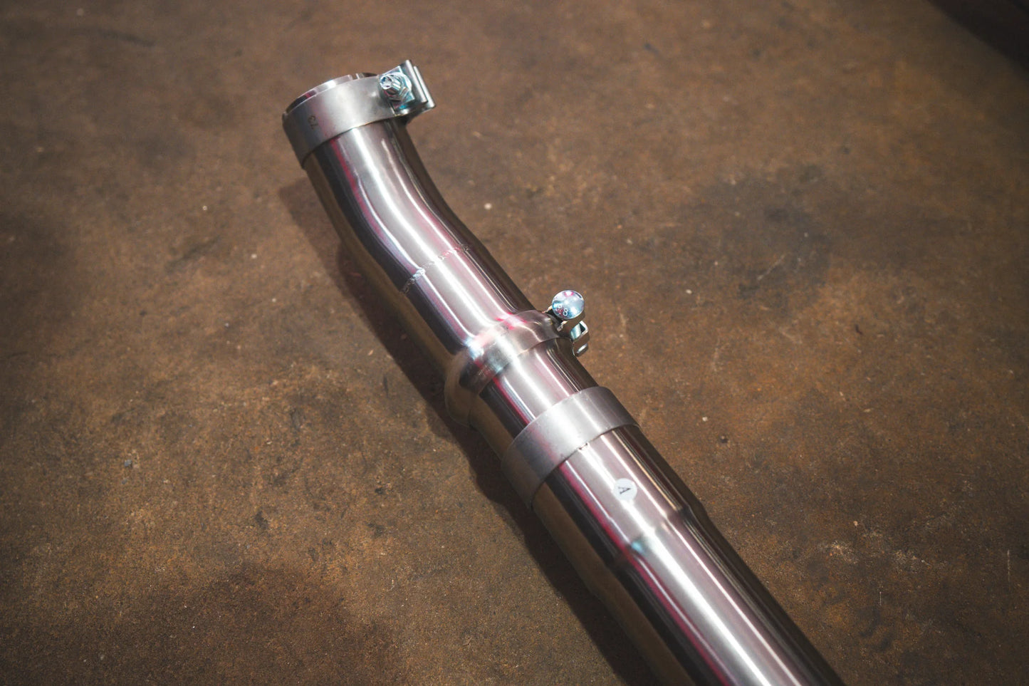 Closeup of the pipe on Valvetronic BMW G30 M550I Valved Sport Exhaust System