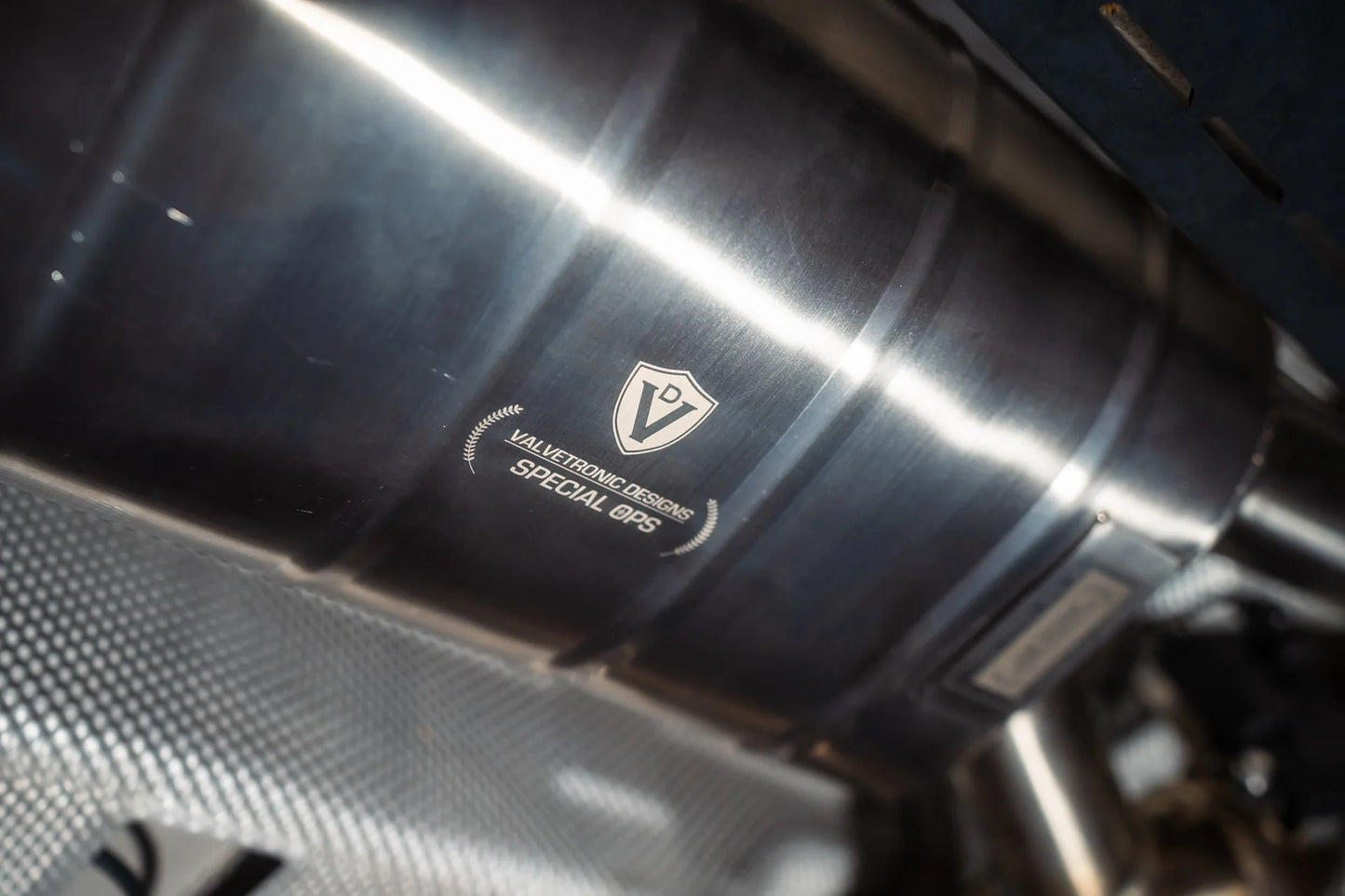 Special ops logo on the Valvetronic BMW G30 M550I Valved Sport Exhaust System