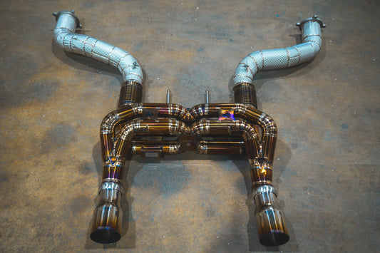 Top view of the Valvetronic Mclaren 720S Valved Sport Exhaust System