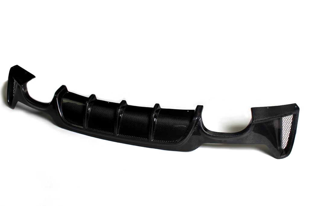 Back View of the Ventilated Dual Outlet Carbon Fiber Rear Diffuser for BMW F32 (2014-2020) with M Sport