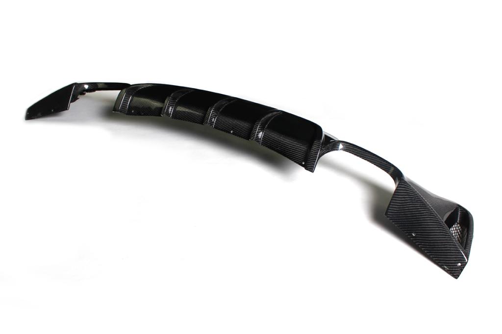 Flat view of the Ventilated Dual Outlet Carbon Fiber Rear Diffuser for BMW F32 (2014-2020) with M Sport
