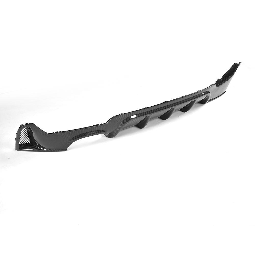 Angled View of the Ventilated Single Outlet Carbon Fiber Rear Diffuser for BMW F32 (2014-2020) with M Sport