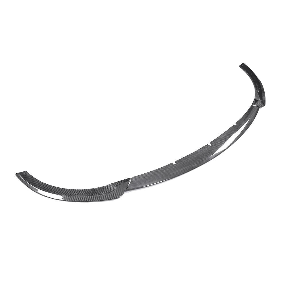 Left angle view of the 3-Piece ML Style Carbon Fiber Front Lip for Mercedes-Benz W213 (2017-2020)