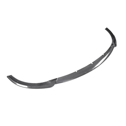 Left angle view of the 3-Piece ML Style Carbon Fiber Front Lip for Mercedes-Benz W213 (2017-2020)