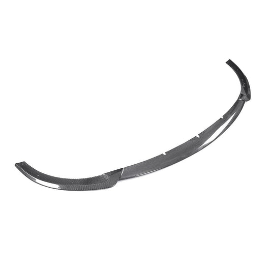 Left angle view of the 3-Piece ML Style Carbon Fiber Front Lip for Mercedes-Benz W213 (2017-2020)