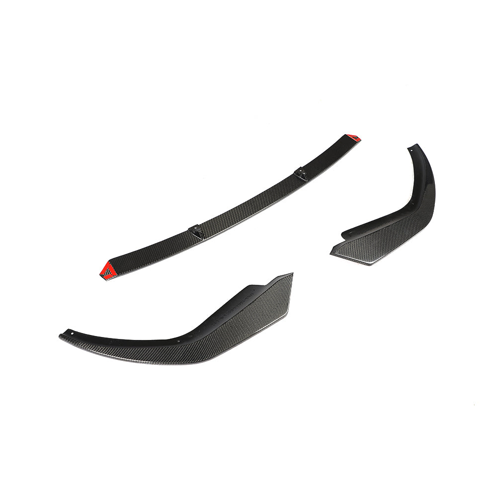Another Angle View of the 3 Piece Premium Carbon Fiber Front Lip for BMW G20