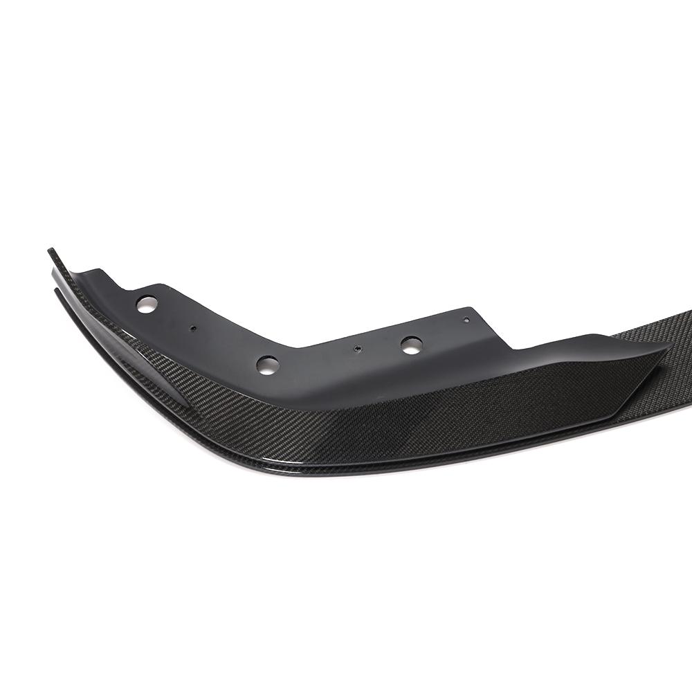 Closeup of the Side of the AC Style Carbon Fiber Front Lip for BMW G20