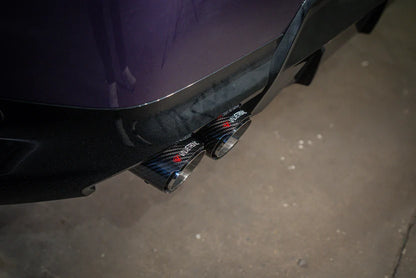 BMW M240i G42 Valved Sport Exhaust System Carbon Tips Side View 