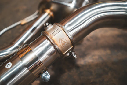 BMW M240i G42 Valved Sport Exhaust System Closeup Logo