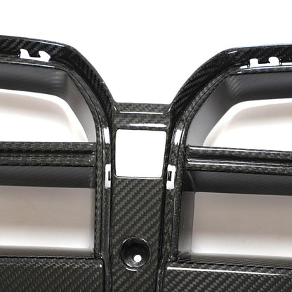 Closeup of the CSL Style Dry Carbon Fiber Front Kidney Grille for BMW G80/G82