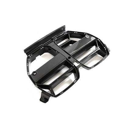 Top View of the CSL Style Dry Carbon Fiber Front Kidney Grille for BMW G80/G82