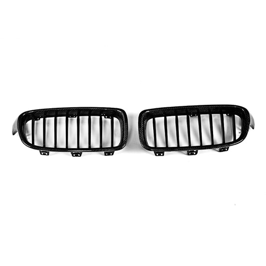 Front View of the Carbon Fiber + ABS Front Grill for BMW F30 