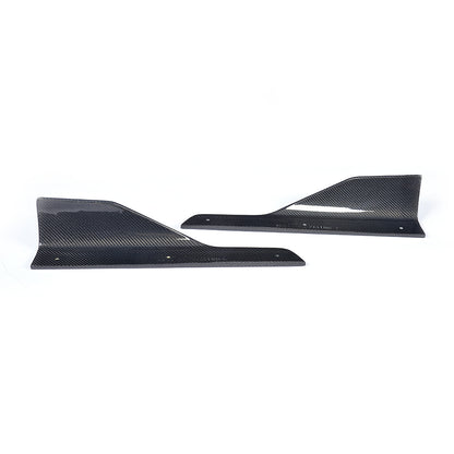 Front View of the Carbon Fiber Side Skirt Extensions for BMW F30 