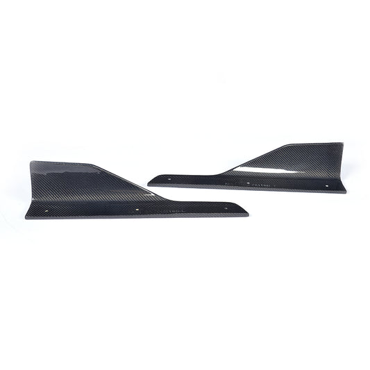 Front View of the Carbon Fiber Side Skirt Extensions for BMW F30 