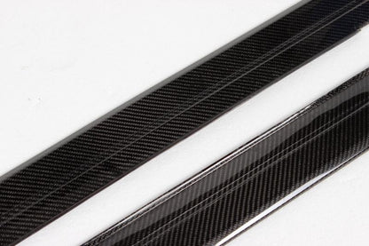 Closeup of the Middle of the Carbon Fiber Side Skirts for BMW F30