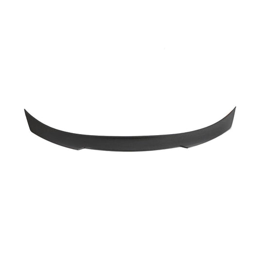 Top view highlighting fitment of carbon fiber trunk spoiler on BMW G87 and G42